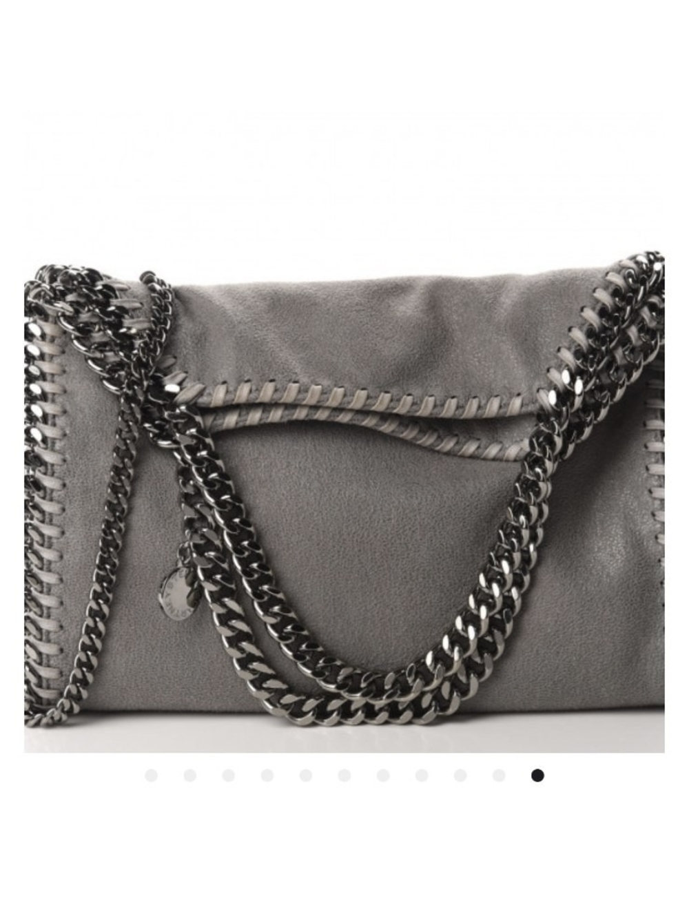 Stella McCartney Gray Foldover Chain-Trim Shoulder Bag